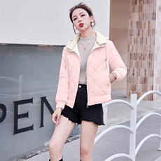 时尚潮流女装棉服冬季保暖短款外套显瘦百搭羽绒棉衣，女装棉衣/棉服，浪花E族（衣布洛）