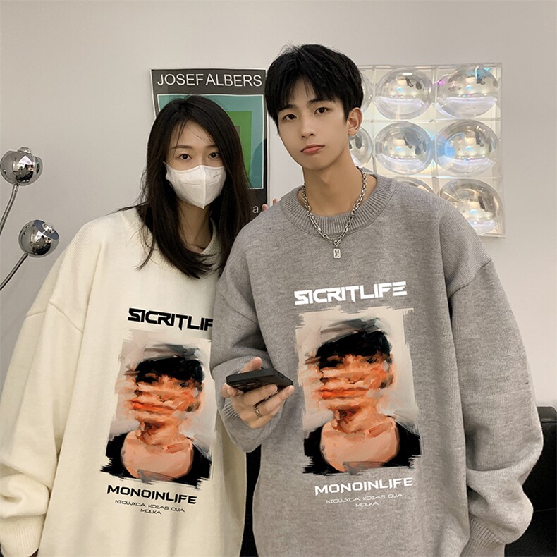 圆领毛衣男大码针织衫男毛线衣线衫M67213-P45加绒款-P65,男装针织衫/毛衣,电商A040