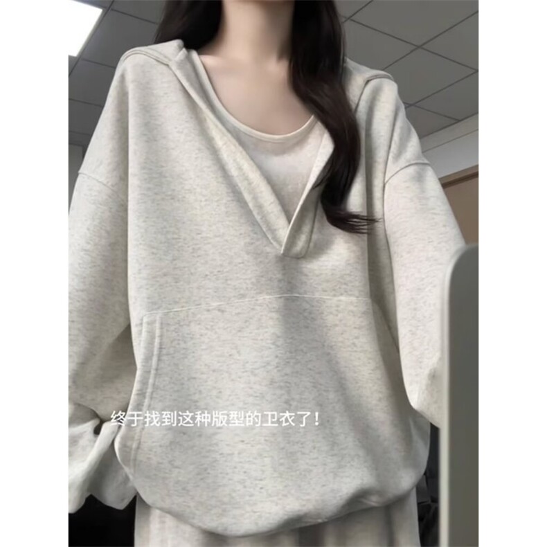 冬季宽松加厚假两件拼接连帽卫衣男女百搭休闲长袖外套LT7155-P55,女装短外套,星座1008