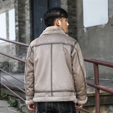 8模特外景新款冬季皮毛一体男加绒加厚夹克外套Z1928-P255M-5XL，男装夹克，电商D308
