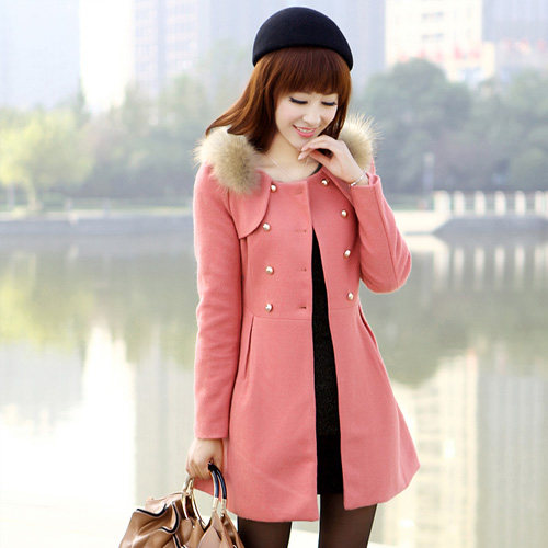 时尚女装双排扣毛呢外套修身显瘦气质优雅，女装毛呢外套，婵米儿