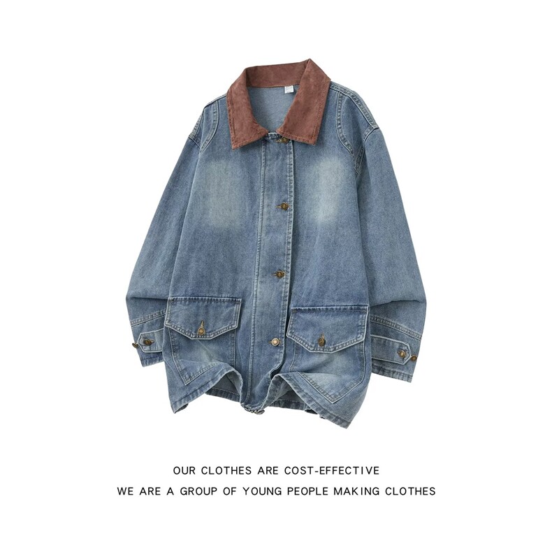牛仔外套新款秋冬季宽松休闲百搭开衫情侣复古工装夹克上衣，男装工装外套，星座1018A