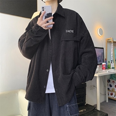 春款复古刺绣衬衫宽松格子灯芯绒外套日系夹克潮9025/P45，男装夹克，星座206（原A221）