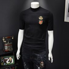 2021秋冬新款男士半高领短袖毛衣QT711-1005-P75大货假模偏大，男装针织衫/毛衣，钱塘6066（原711）