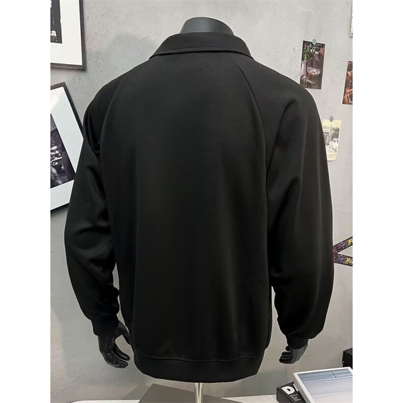 W10829-P38网图现货新款宽松潮牌翻领卫衣纯色百搭秋装运动上衣,男装卫衣,星座1608