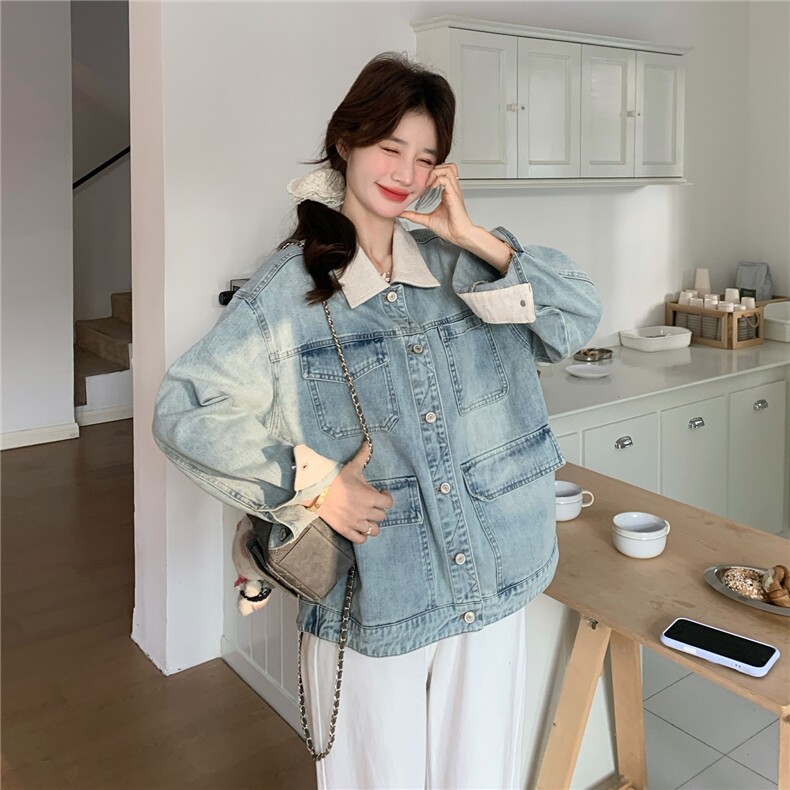 春季新款撞色牛仔休闲外套2c307-901p165k268,女装短外套,2C307