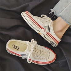 夏季新款乞丐鞋男半托板鞋百搭男鞋小众设计帆布鞋男拖鞋，男鞋拖鞋，电商A223