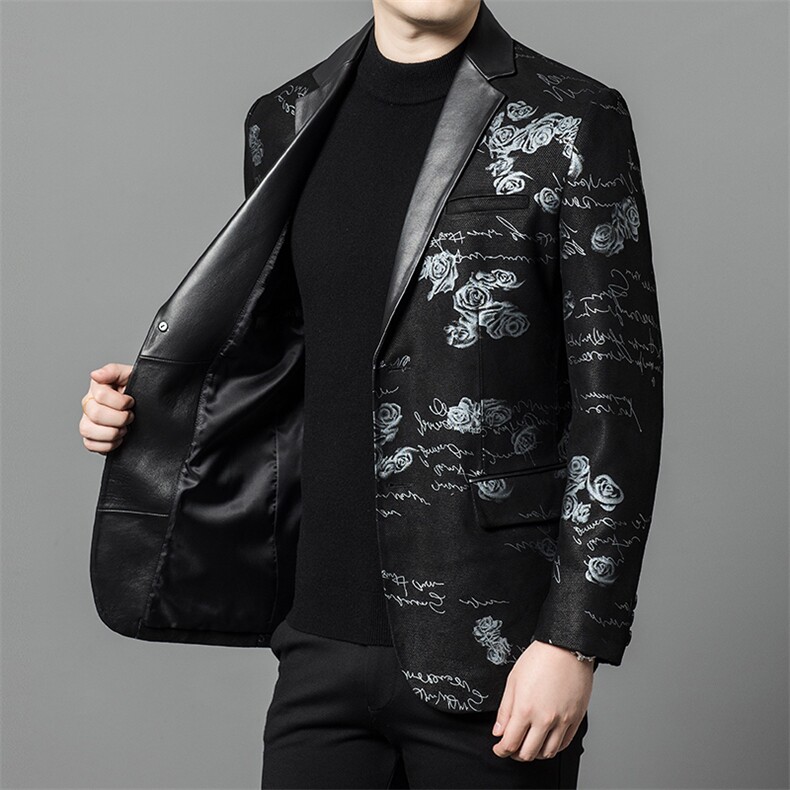 8113-1春秋款海宁真皮皮衣男绵羊皮花皮西服商务休闲男装P570,男装西服,电商B360A（原721A）