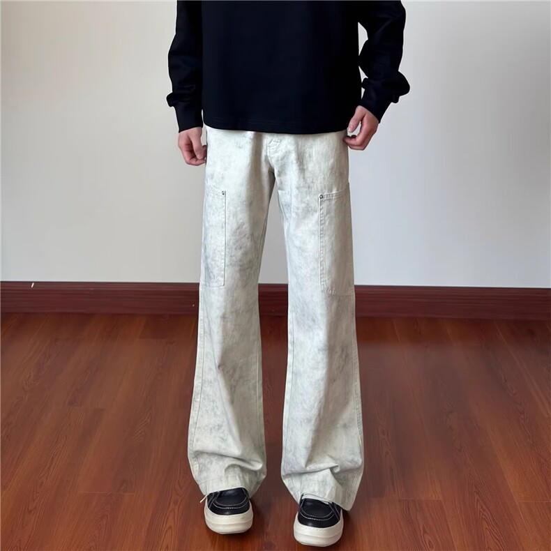 1506-1/KN1681/P61款宽松休闲裤男韩版潮流百搭坠感阔腿拖地长裤,男装休闲裤,星座1506-1
