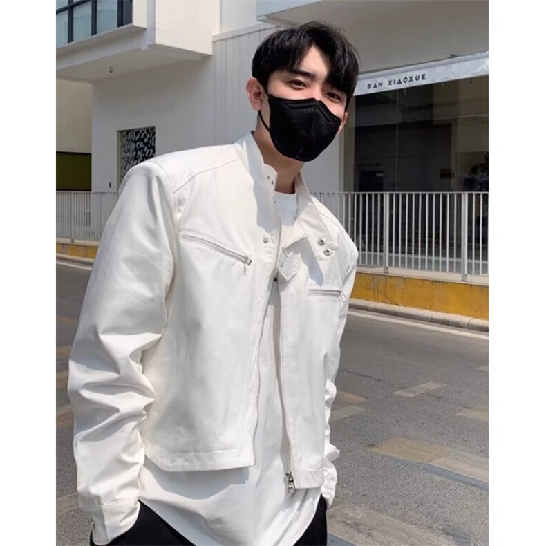 休闲短款夹克外套男春夏小众双头拉链设计感垫肩上衣J125,男装夹克,星座1116A（原606A-3）