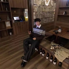 秋冬季毛衣男士圆领加绒加厚小鹿图刺绣宽松针织打底衫男装上衣，男装T恤，星座506A