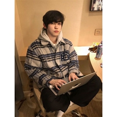 帛跃小香风毛呢外套潮网红撞色少年感日系夹克男生，男装衬衫，星座506A