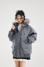 美式连帽大毛领冬季加绒加厚棉衣男士设计感棉服HY2005-特P105，男装棉衣，星座610B-1