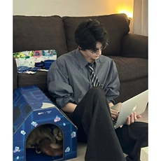 有货DC2260-特批40细条纹衬衫宽松廓形大版小刺绣学院，男装衬衫，星座603-2