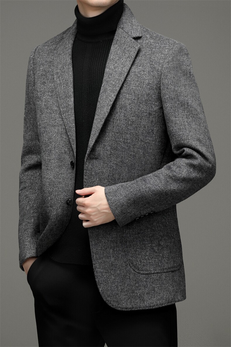 DJ8283钱塘2020-3中年男士冬季厚款商务休闲毛呢西服外套P358,男装西服,钱塘207-3