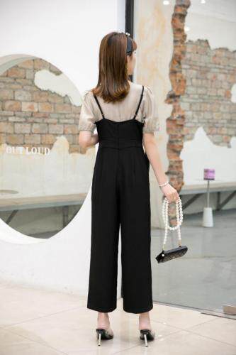 夏季新款韩版气质甜美淑女背带裤，女装，水锦红