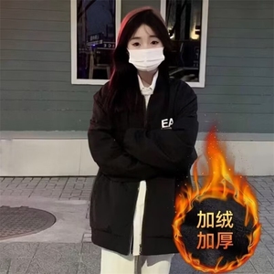 春秋冬季简约复古棒球服男女情侣款加厚棉衣休闲潮牌外套飞行夹克图片