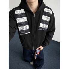 高品质春装新款美式高街潮牌解构设计休闲连帽卫衣男女慵懒风外套，女装短外套，电商A486-1