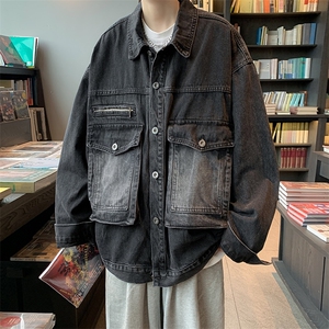 复古渐变立体口袋牛仔外套2024春季潮牌工装夹克男 W6735-P65图片