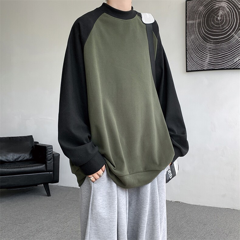 8XL-M280g重磅插肩半高领长袖t恤男打底德绒卫衣DR001特P27加绒37,男装T恤,电商B312