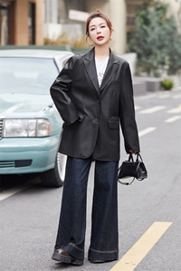 BAO款皮衣女2025新款款小个子高级感宽松春秋季韩版洋气西装外套图片