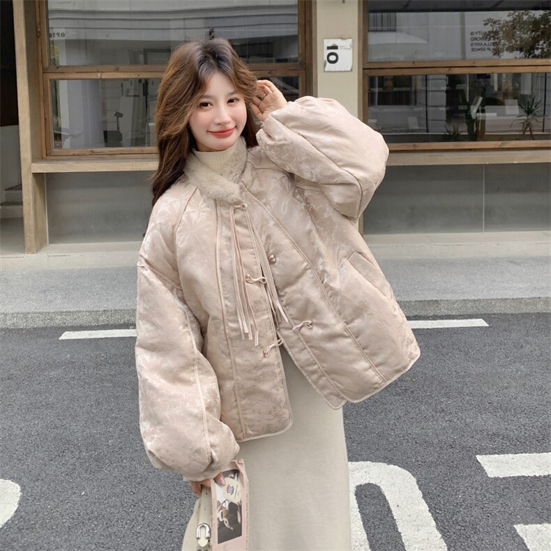 新中式国风提花羽绒服女2025冬季新款小个子洋气加厚90白鸭绒外套,女装羽绒服,2C032