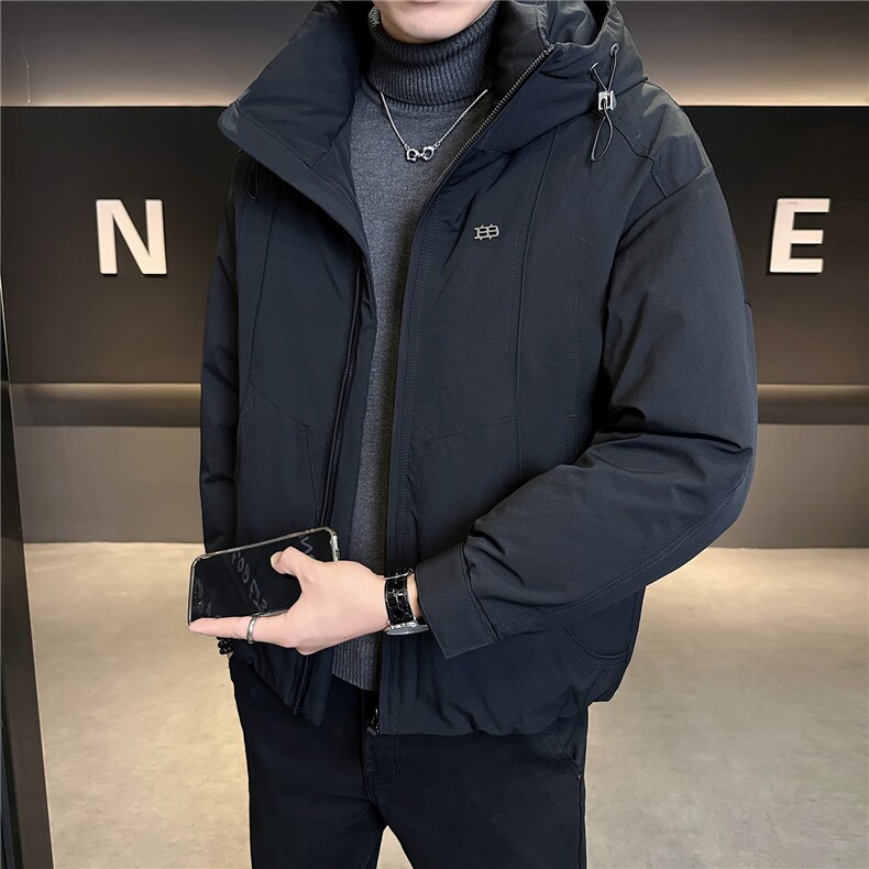 冬季连帽羽绒服男高级感解构拼接青少年流光机能风加厚保暖外套潮图片