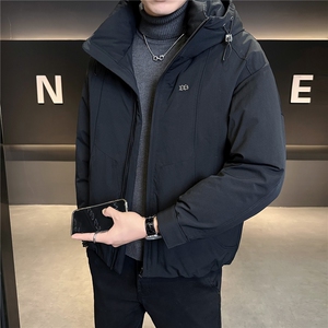 冬季连帽羽绒服男高级感解构拼接青少年流光机能风加厚保暖外套潮图片