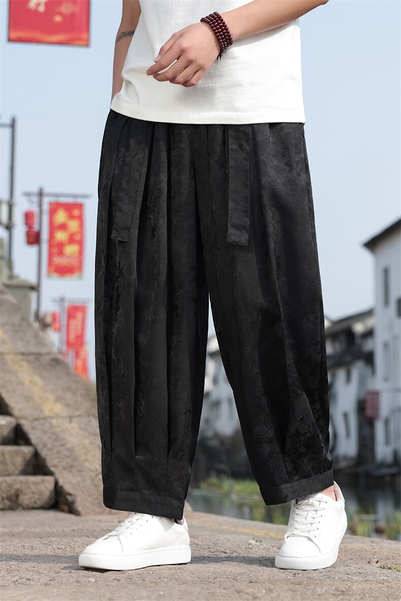2025春夏新款风提花休闲裤男士宽松大码阔腿哈伦裤K2509-P75,男装休闲裤,电商A008