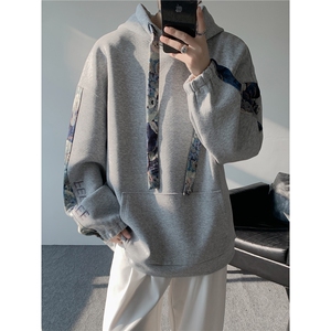 WY10197特P42 春季新款小熊拼接高质量连帽大码卫衣上衣男图片