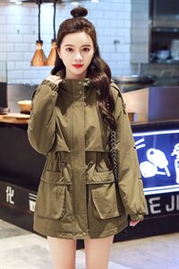 2023年秋冬季修身加厚甜美中长款常规纯色棉衣女新款图片
