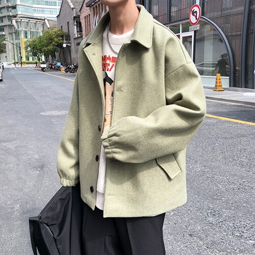 冬款加厚呢料短款贴袋纯色保暖男士呢外套棉衣 A071-Y03-P115,男装风衣,电商A071