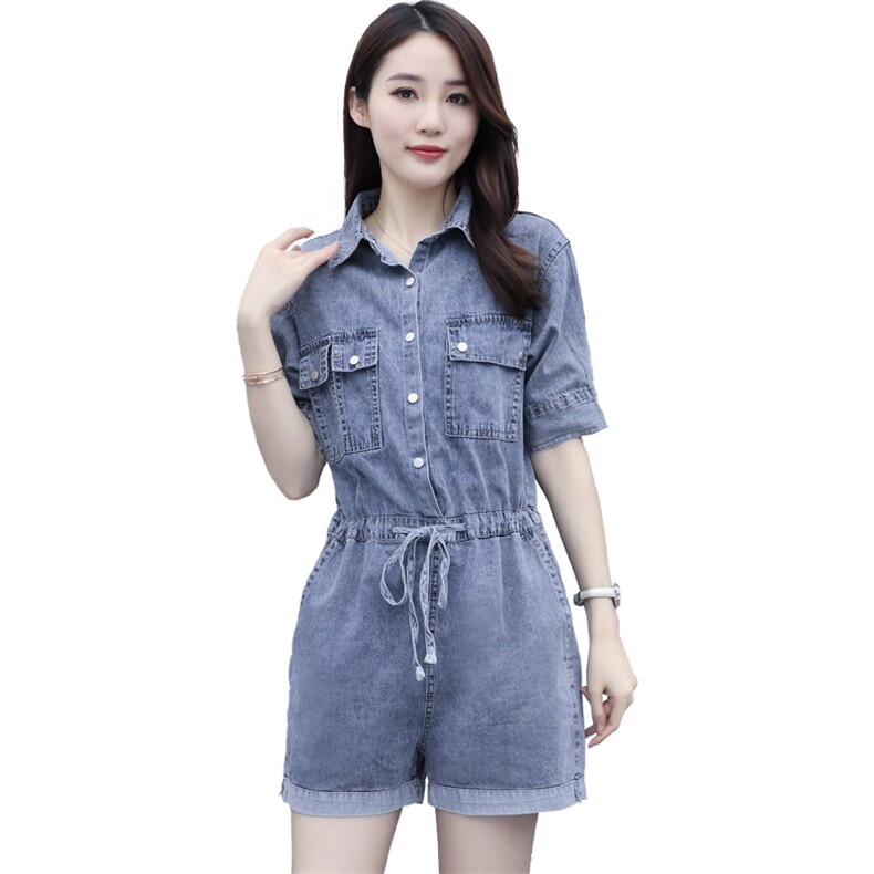 牛仔连体裤女夏2023新款网红小个子显高连体衣洋气百搭修身潮,女装休闲裤,微微衣阁