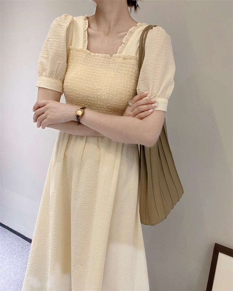 收腰连衣裙，女装连衣裙，驿谷