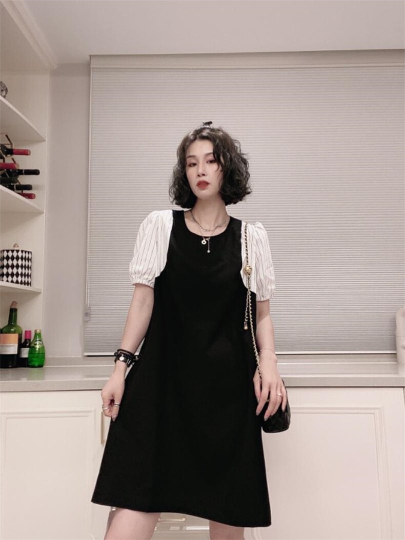 拼色连衣裙ＭL，女装连衣裙，可纳奇