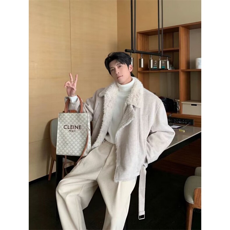网图老钱风毛呢座山雕棉服外套W1906/特P118,男装棉衣,电商B350
