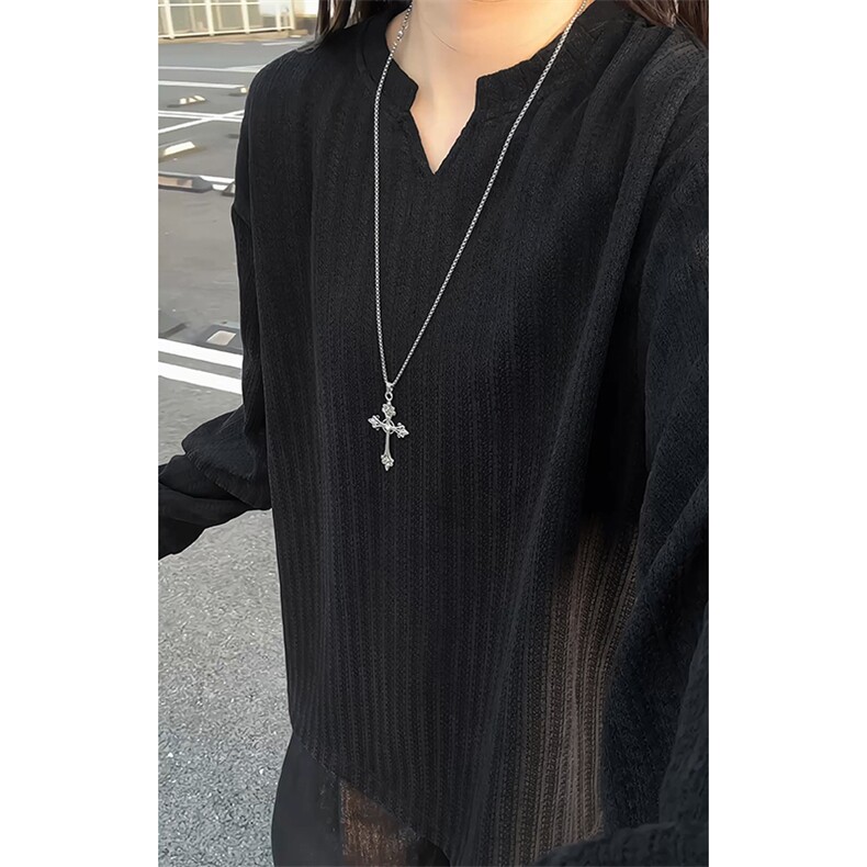 现货5W件重磅280g鱼骨纹V领打底衫T24536特P15T24536J加绒特P25，男装T恤，电商A001-1