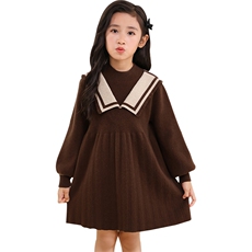 秋冬季新款舒适时尚百搭七针加厚女童连衣裙，童装连衣裙，伊绒腾羊绒