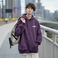 潮牌加厚连帽卫衣男简约休闲宽松ins加绒帽衫D328-WY23100-P65，男装卫衣，电商D328