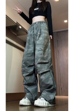 现货秋季伞兵裤女潮牌宽松阔腿登山工装休闲长裤男K651-P45控68，男装工装外套，星座205-5