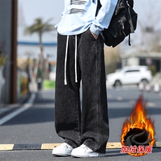 冬季加绒加厚牛仔裤男棉裤秋裤保暖抗寒宽松直筒裤子110-1-P45，男装牛仔裤，星座1006-1
