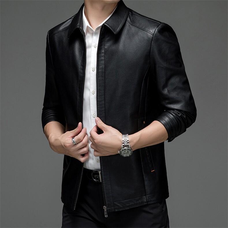 BH3102钱塘2020-2中年男士时尚休闲百搭冬季加绒皮衣夹克P150,男装皮衣,钱塘207-2
