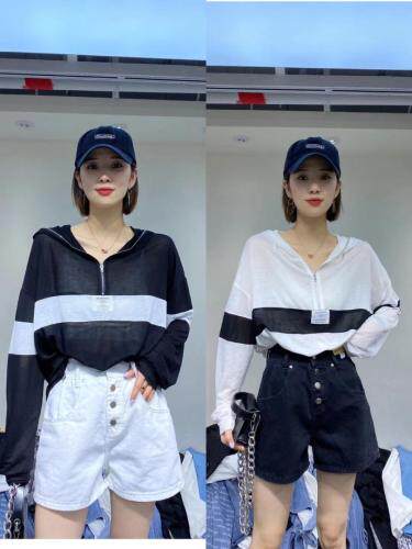 黑白拼接防晒服，女装，炫酷时尚