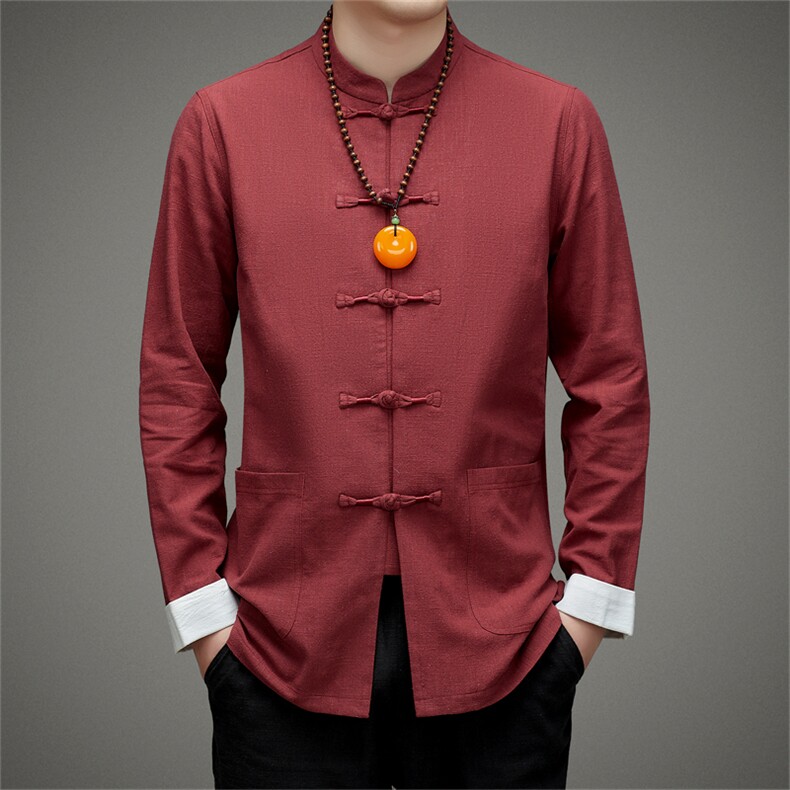 DR105钱塘2020-2夏季新款男士唐装套装时尚风长袖两件套P96，男装民族服装，钱塘207-2