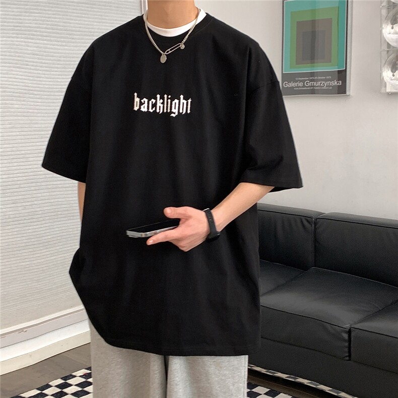 抖音现货供应2023新款260克纯棉厚胶印花A158-T72-P28控48,男装T恤,电商A158