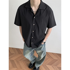 衬衫男短袖夏季冰丝轻熟风男装五分中袖衬衣外套C204-P35，男装T恤，星座308B-2