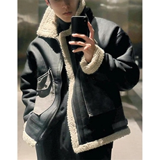 复古羊羔绒皮毛一体外套男痞帅炸街加厚机车皮衣男士皮草JQ014，男装夹克，星座1116A（原606A-3）