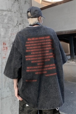 B239-X1023-P38美式字母做旧水洗短袖落肩袖短袖T恤男，男装T恤，星座514-2(原B239)