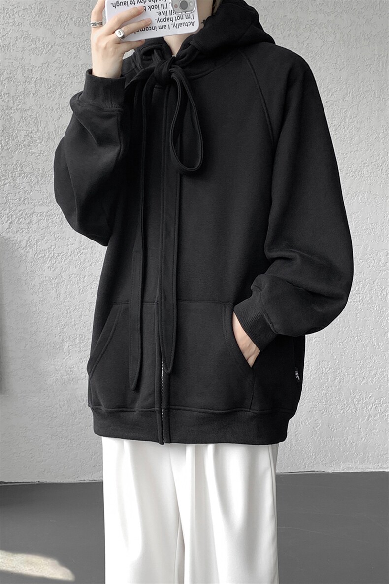 8XL-M朝牌情侣美式绑带设计连帽卫衣宽松开衫外套男女WY35P58,女装短外套,电商D206-1