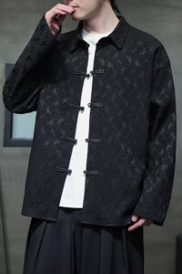 春夏 风暗纹提花长袖衬衫新中式盘扣衬衣唐装外套 F21/P65图片